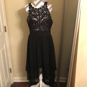 Hi-lo embroidered tulle dress